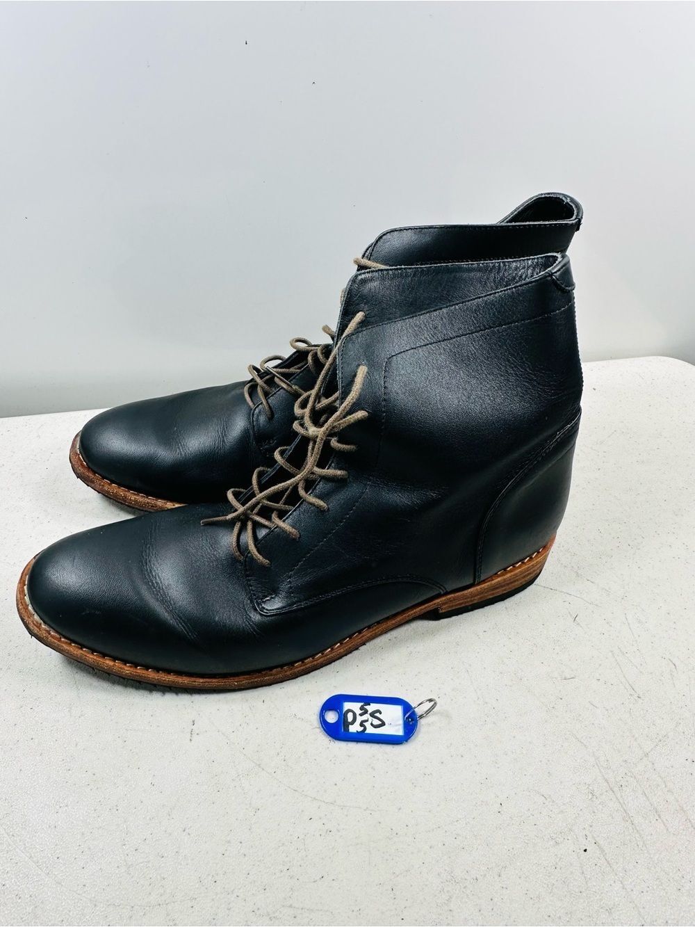 Nisolo Black Leather Lace-Up Wedge Ankle Boots